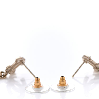 Chanel Medallion CC Drop Earrings Light Gold 3 of 4