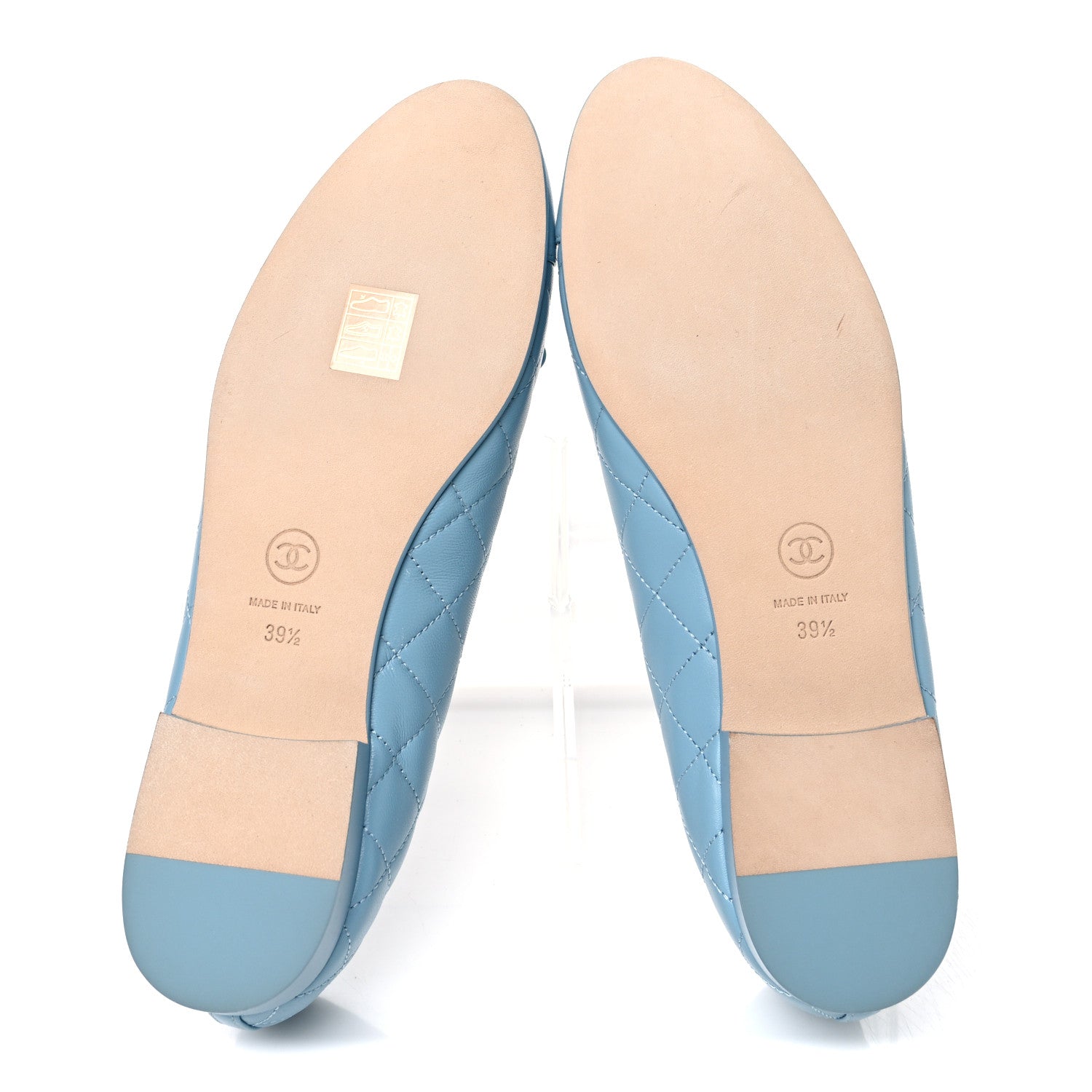 Chanel Lambskin Quilted CC Cap Toe Ballerina Flats 39.5 Blue 7 of 11