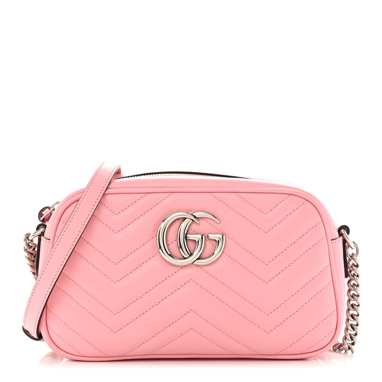 Calfskin Matelasse Small GG Marmont Chain Shoulder Bag Wild Rose