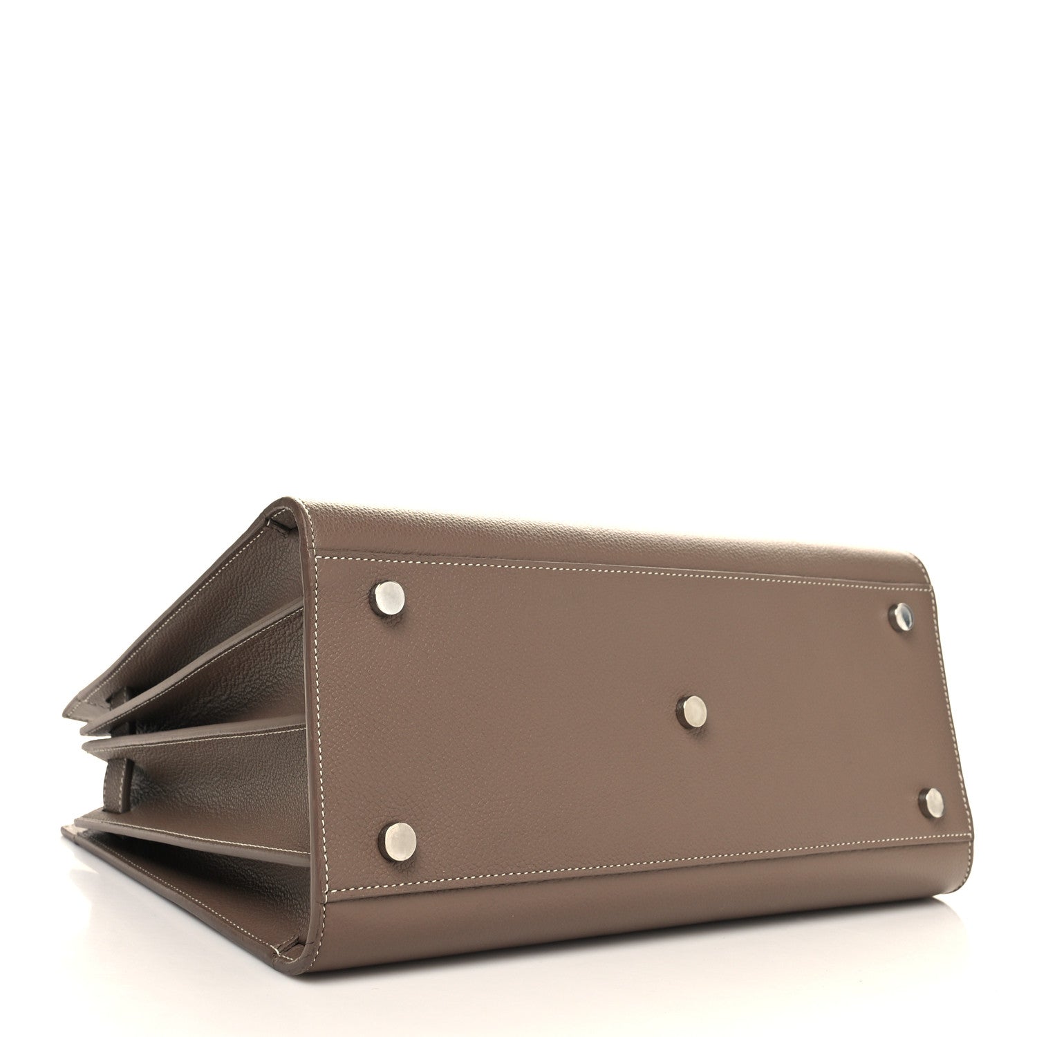 Saint Laurent Grained Calfskin Topstitch Small Classic Sac De Jour Taupe 4 of 22