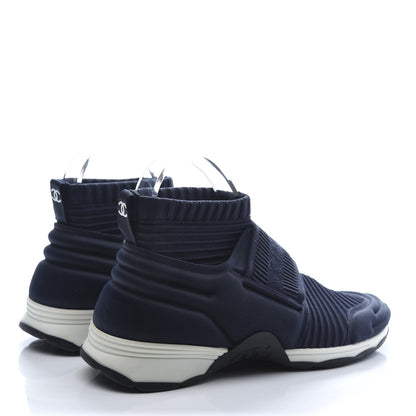 Chanel Stretch Fabric CC Sneakers 39 Blue 6 of 9