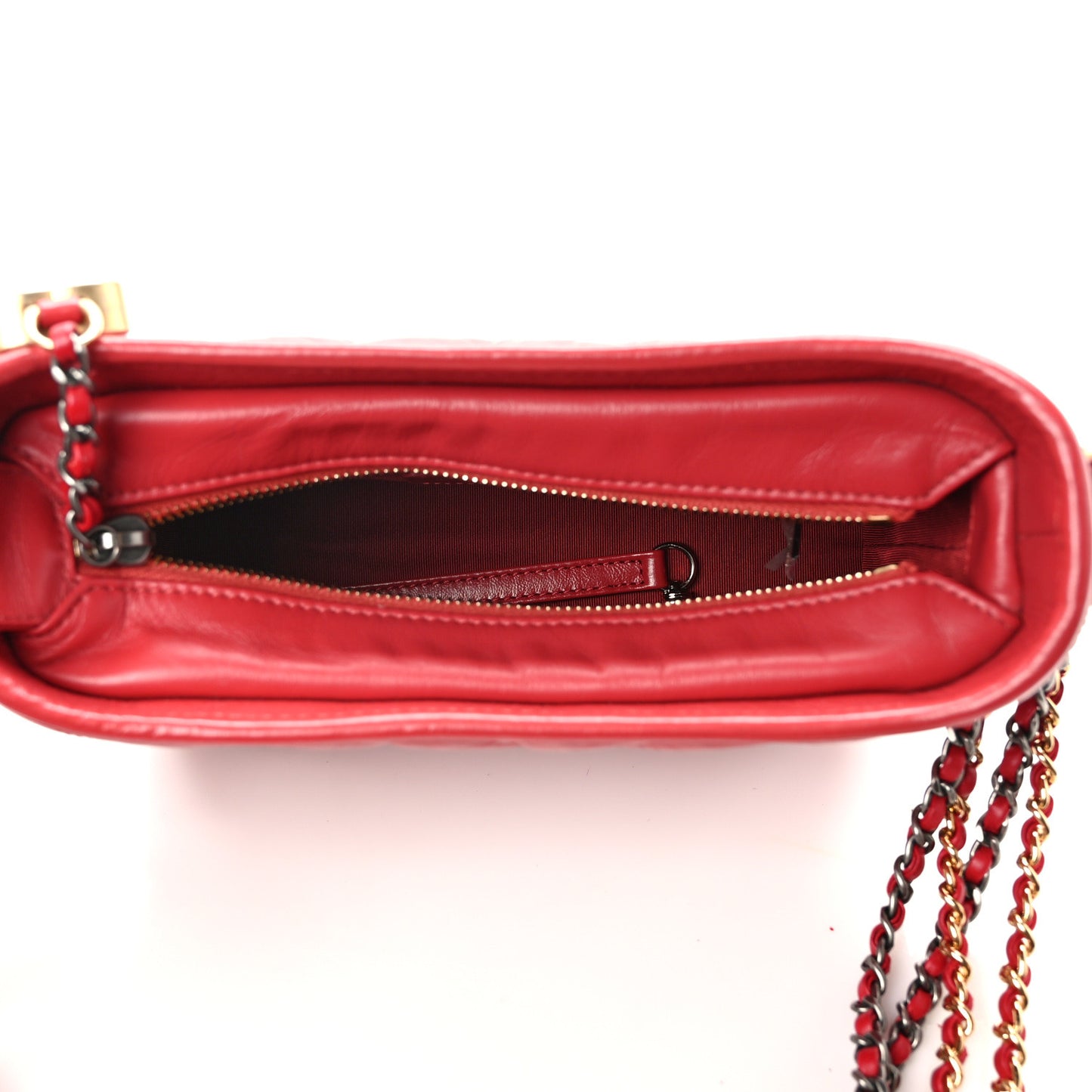 Aged Calfskin Chevron Quilted Small Gabrielle Hobo Red