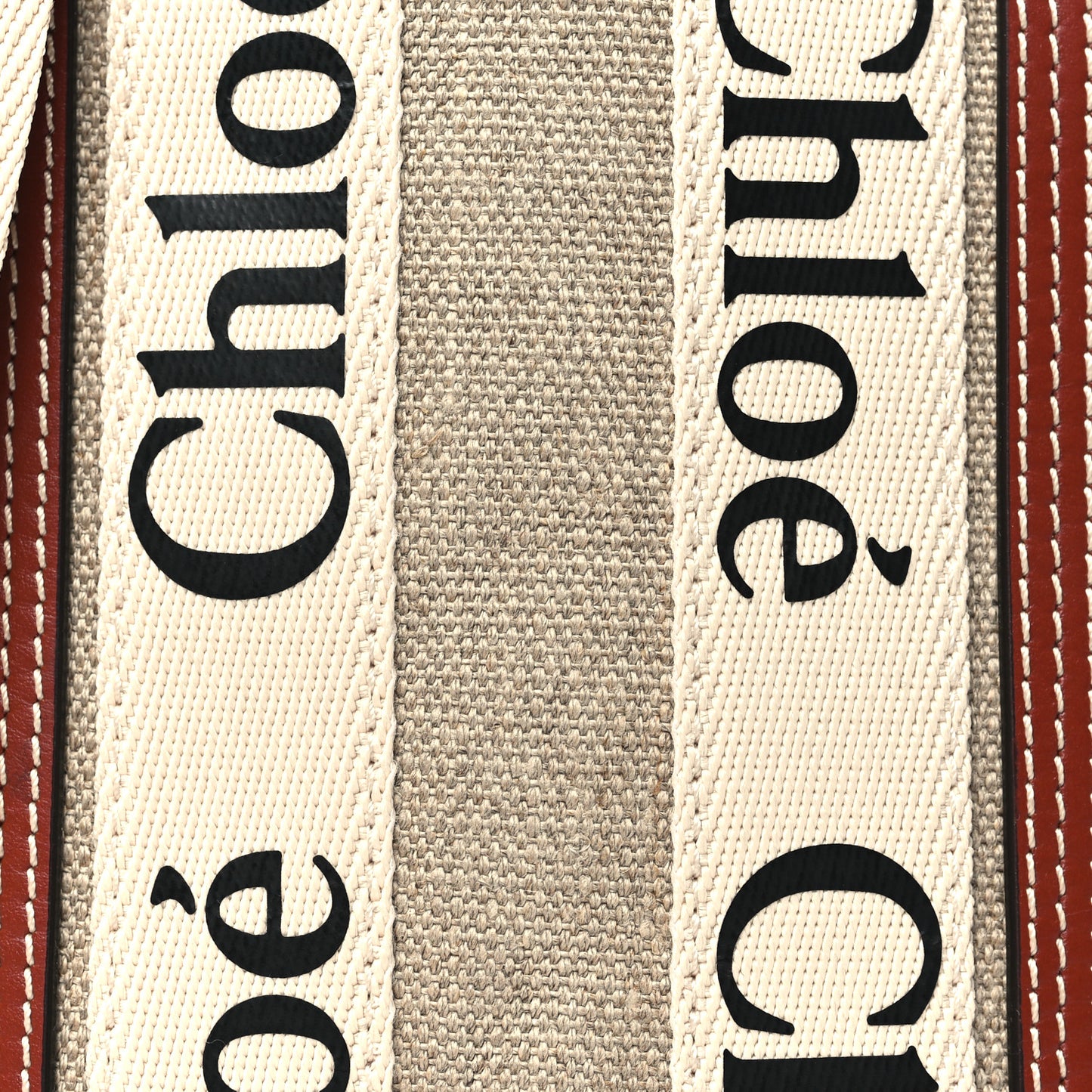 Cotton Calfskin Mini Woody North South Ribbon Tote White Brown