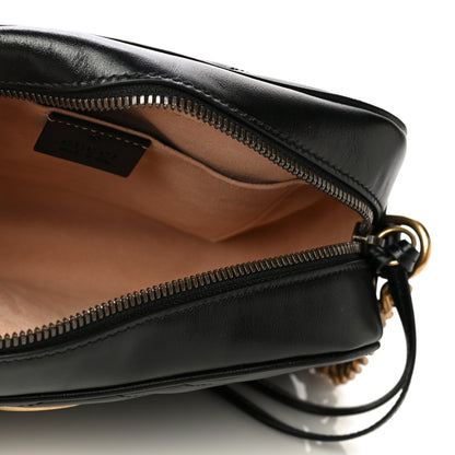 Gucci Calfskin Matelasse Small GG Marmont Chain Shoulder Bag Black 5 of 11