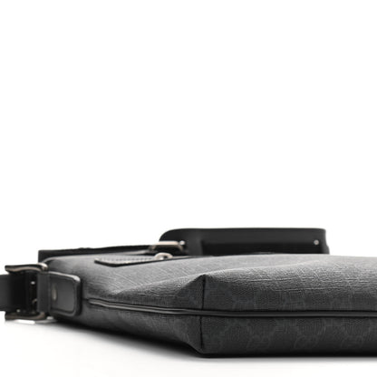 Gucci GG Supreme Monogram Flat Messenger Bag Black Grey 9 of 10