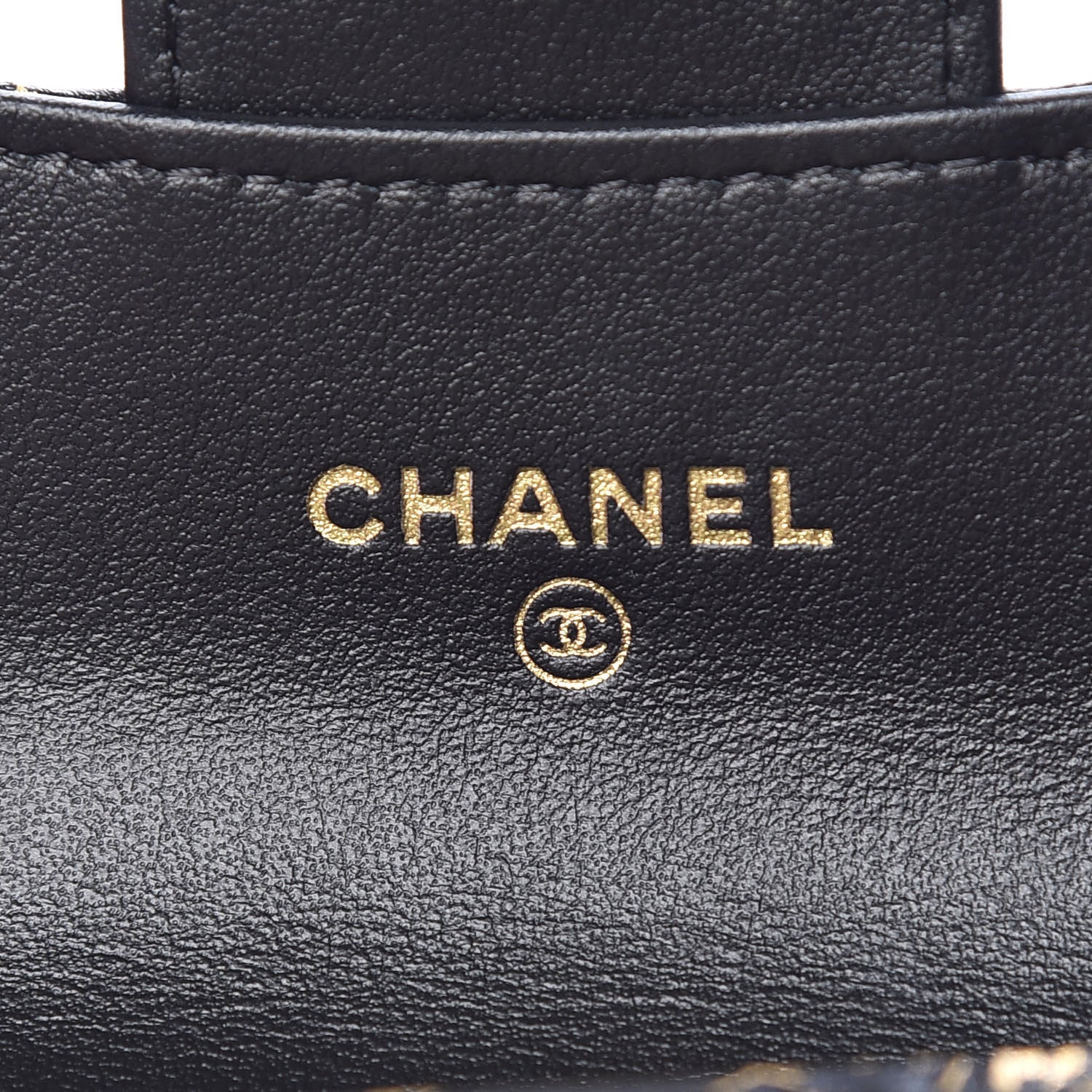 Chanel Calfskin Crocodile Embossed Graffiti Reissue Card Holder Wallet Black Gold 6 of 9