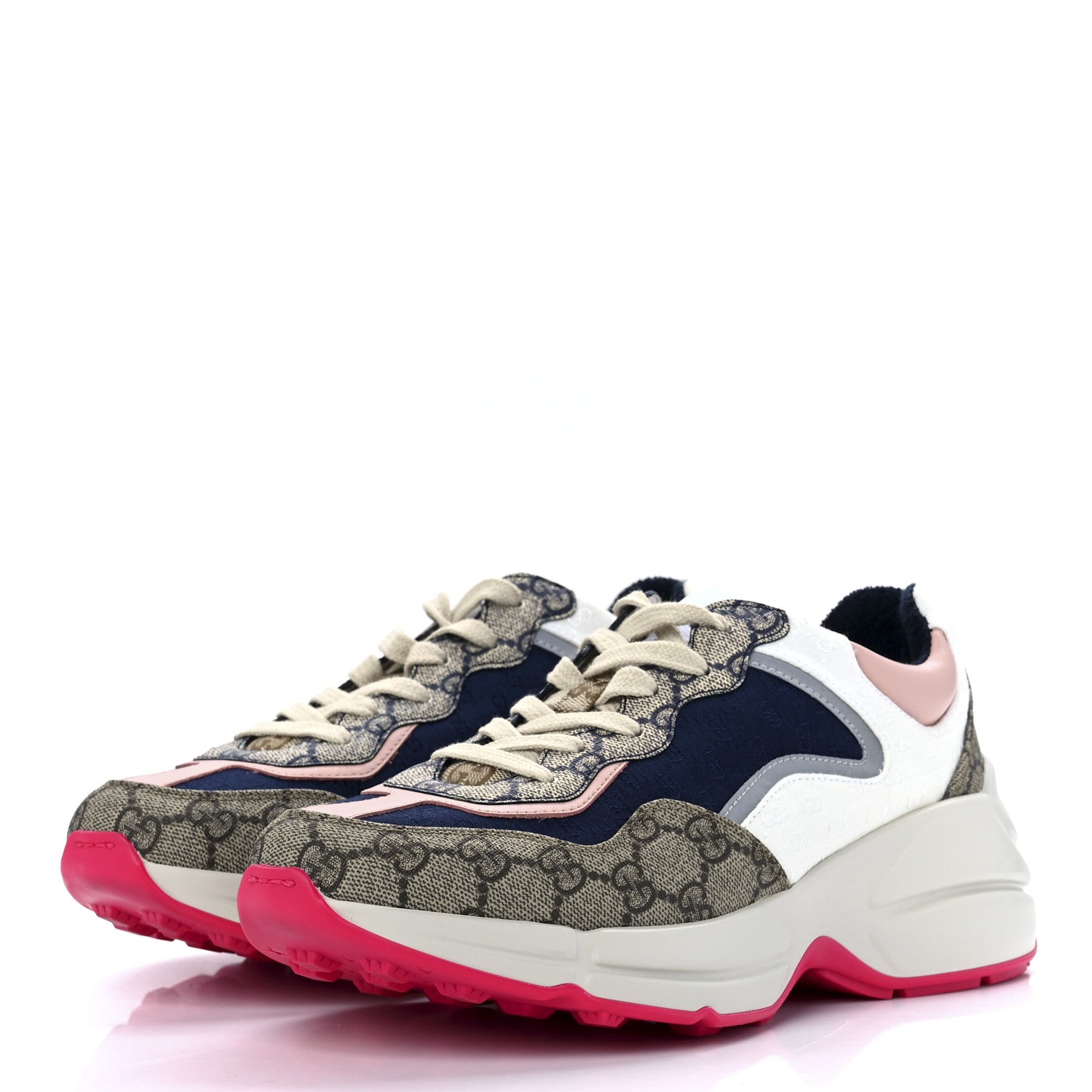 Gucci GG Supreme Monogram Mix Monogram Womens Rhyton Sneakers 39.5 London Blue Beige Pale Pink 3 of 8