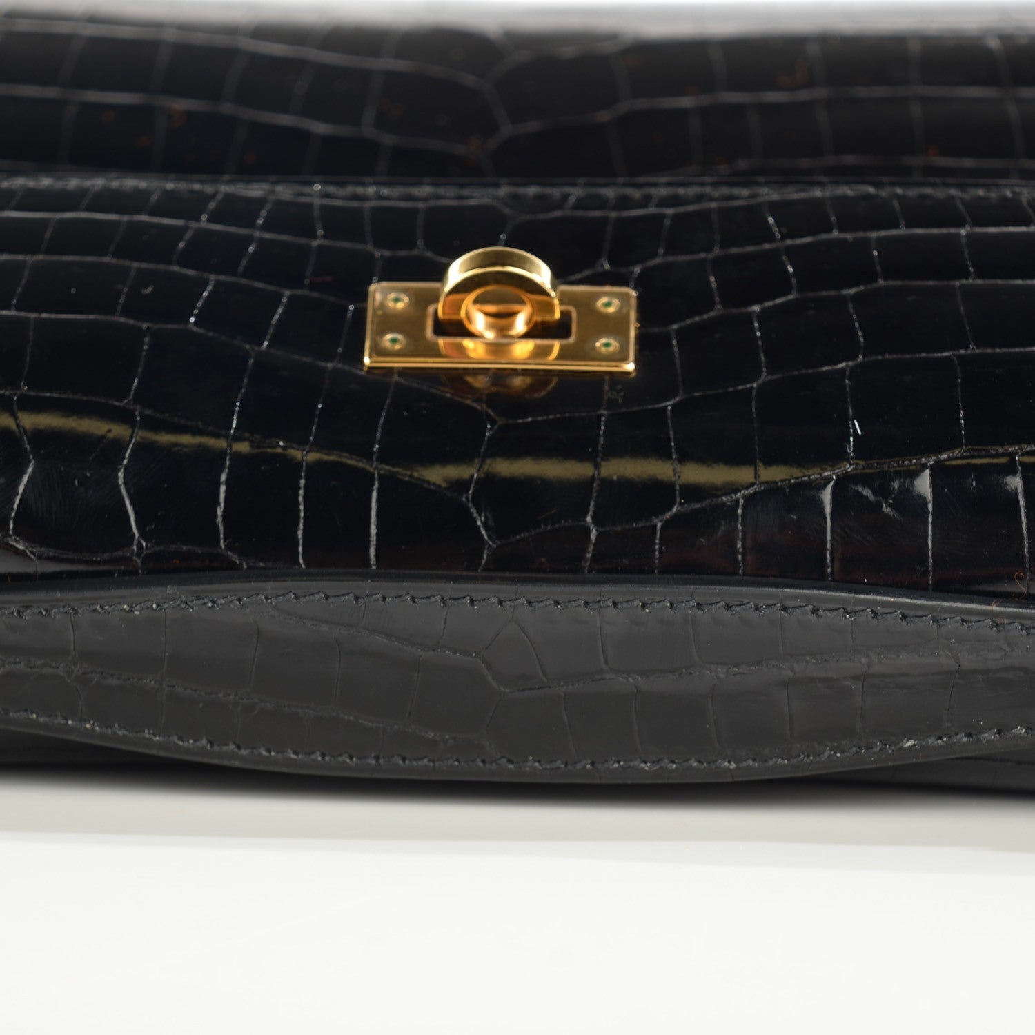 Hermes Shiny Niloticus Crocodile Kelly Pochette Black 14 of 34