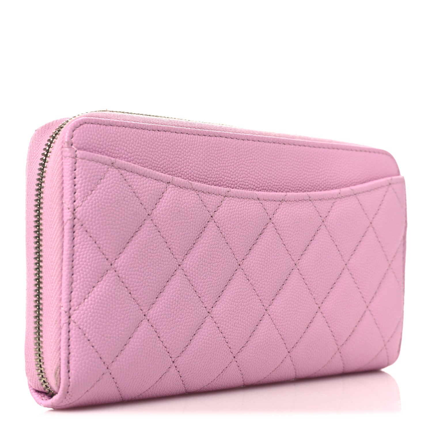 Chanel Caviar Quilted Large Gusset Zip Around Wallet Light Pink 3 of 9