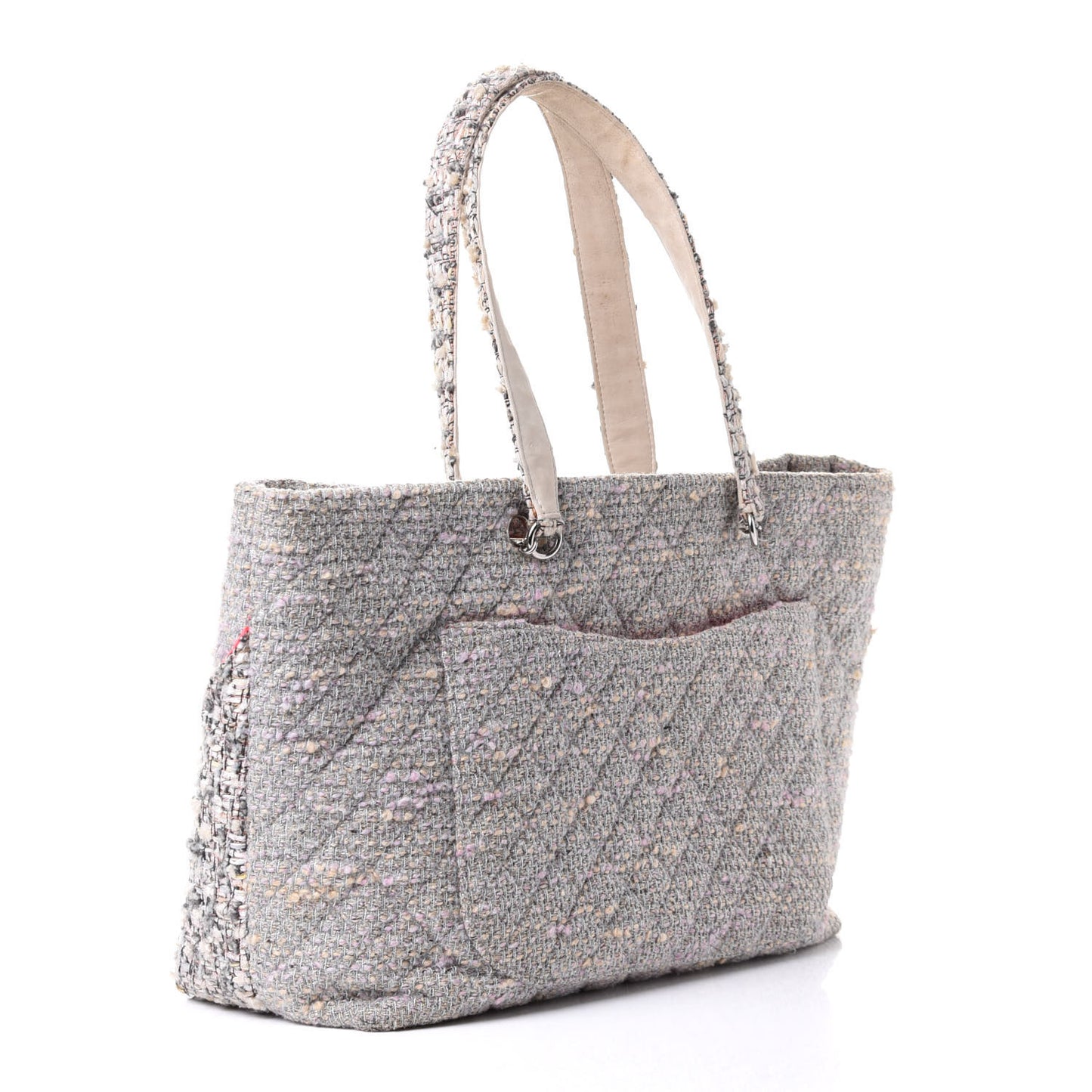Tweed Quilted Cambon Tote Grey