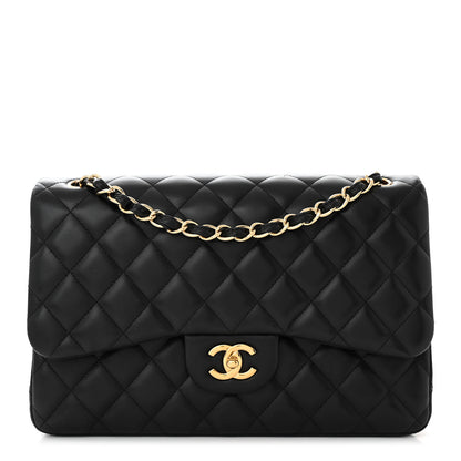 Chanel Lambskin Quilted Jumbo Double Flap Black 1 of 11