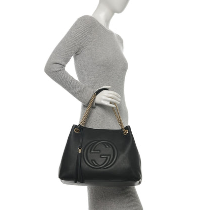 Gucci Pebbled Calfskin Medium Soho Chain Shoulder Bag Black 2 of 6