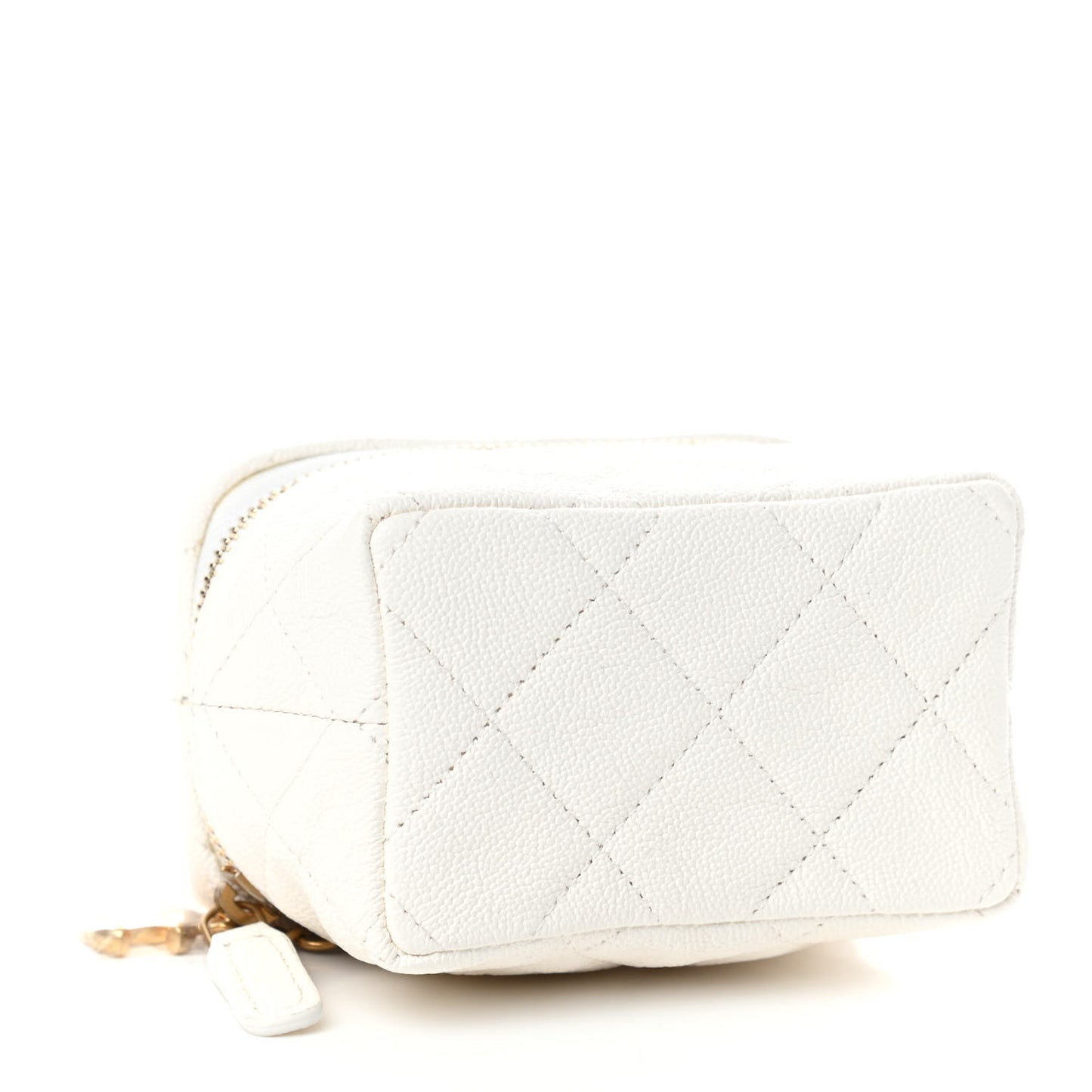 Caviar Quilted Mini Top Handle Vanity With Chain White