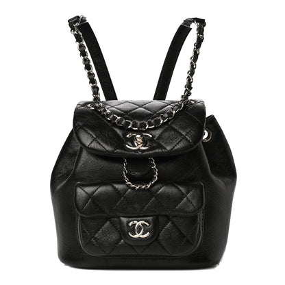 Chanel Glazed Aged Calfskin Quilted Small Duma Drawstring Backpack Black 1 of 11
