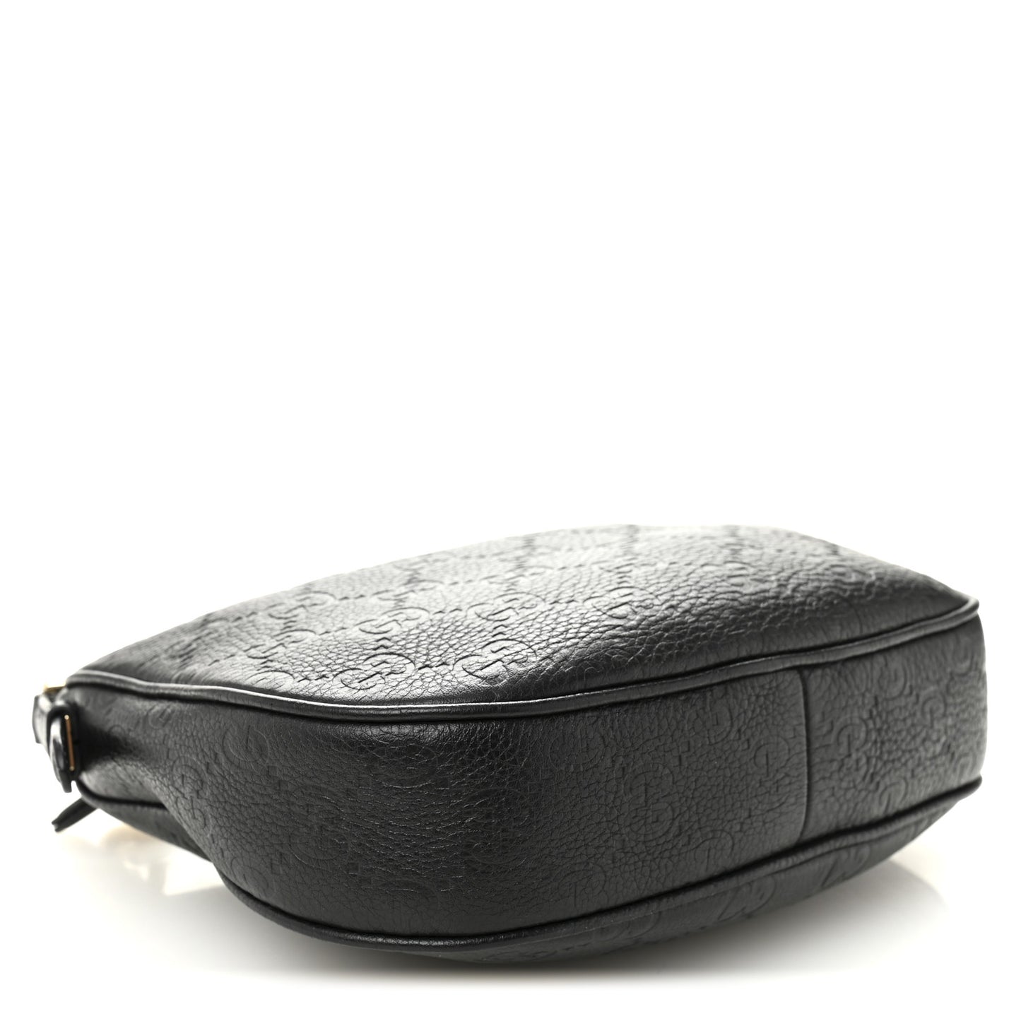 GG Grainy Calfskin Emblem Small Half Moon Shoulder Bag Black