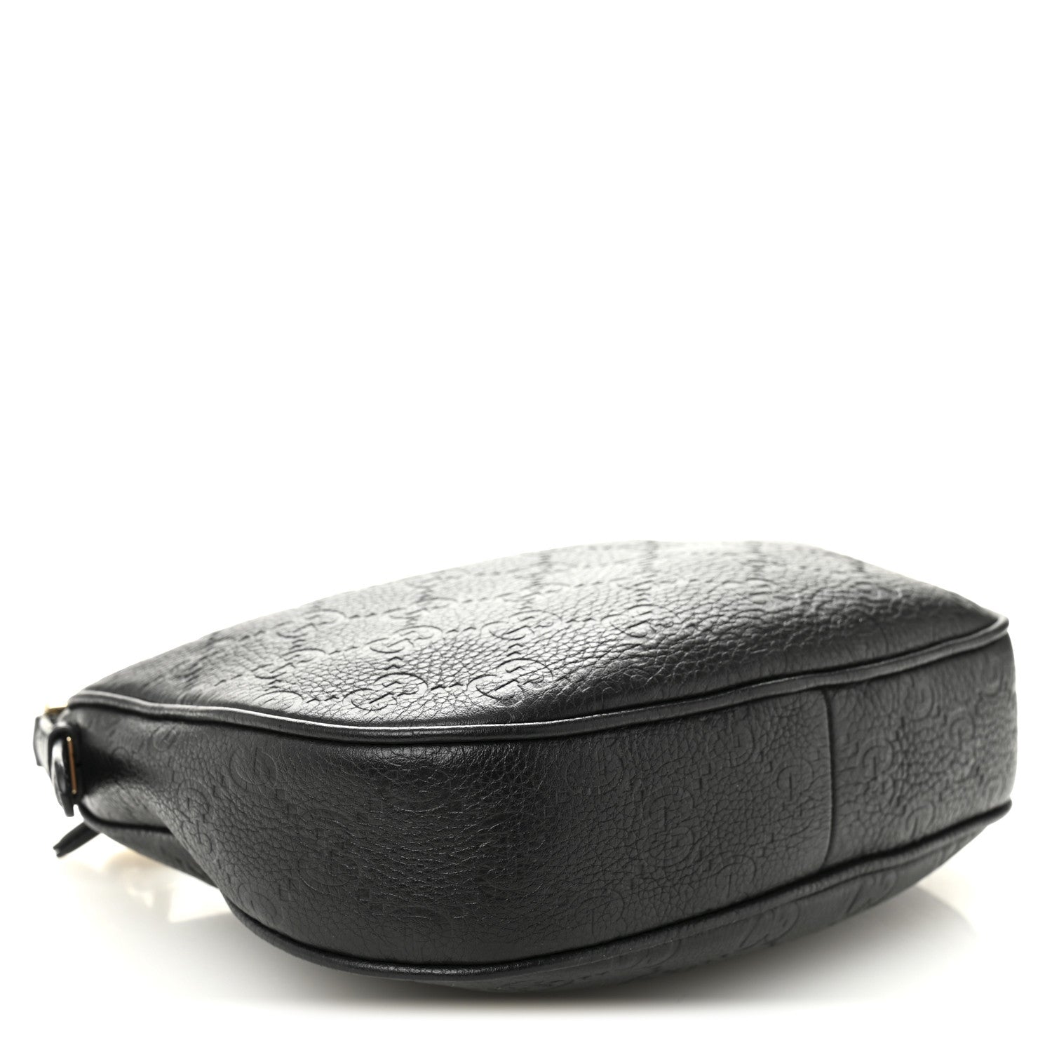 Gucci GG Grainy Calfskin Emblem Small Half Moon Shoulder Bag Black 4 of 10