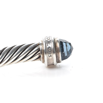 David Yurman Sterling Silver Diamond Hampton Blue Topaz 5mm Cable Classics Bracelet 5 of 6