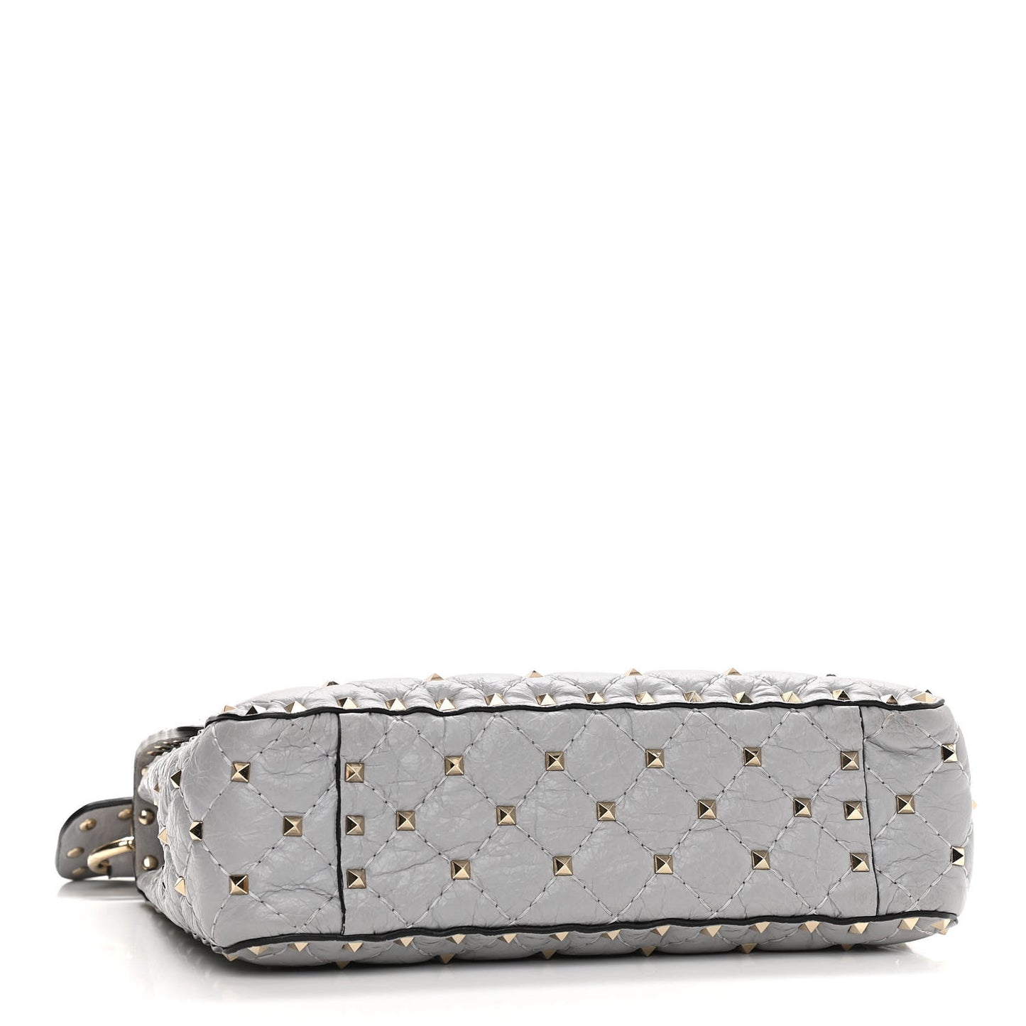 Craquele Nappa Medium Rockstud Spike Shoulder Bag Pastel Grey