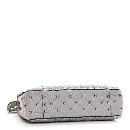 Valentino Garavani Craquele Nappa Medium Rockstud Spike Shoulder Bag Pastel Grey 4 of 12