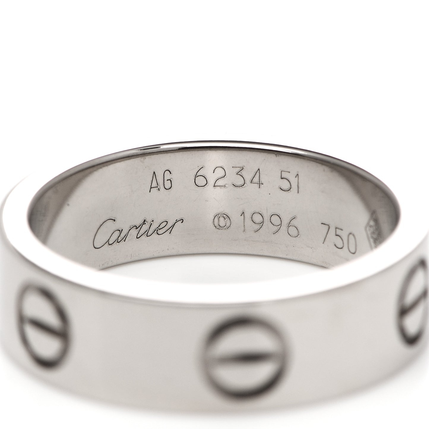 18K White Gold 5.5mm LOVE Ring 51 5.75