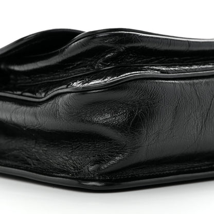 Saint Laurent Crinkled Calfskin Matelasse Monogram Baby Niki Chain Satchel Black 9 of 15