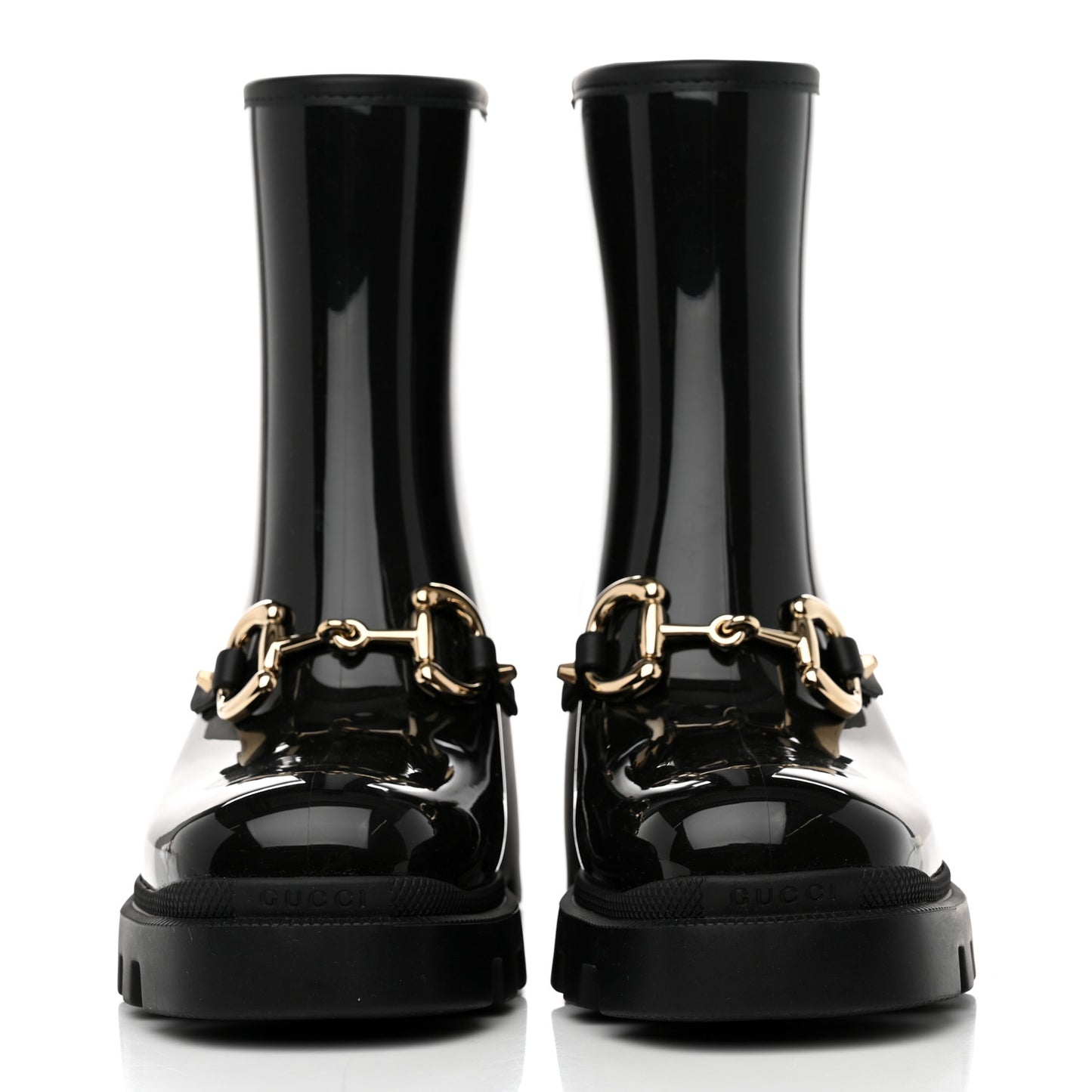 Rubber Womens Horsebit Ankle Boots 38 Black