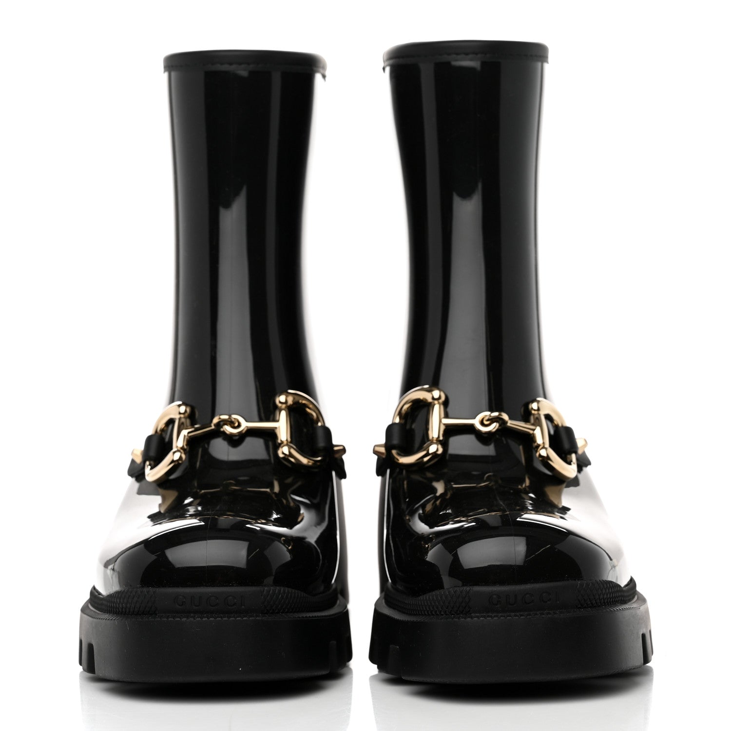 Gucci Rubber Womens Horsebit Ankle Boots 38 Black 2 of 8