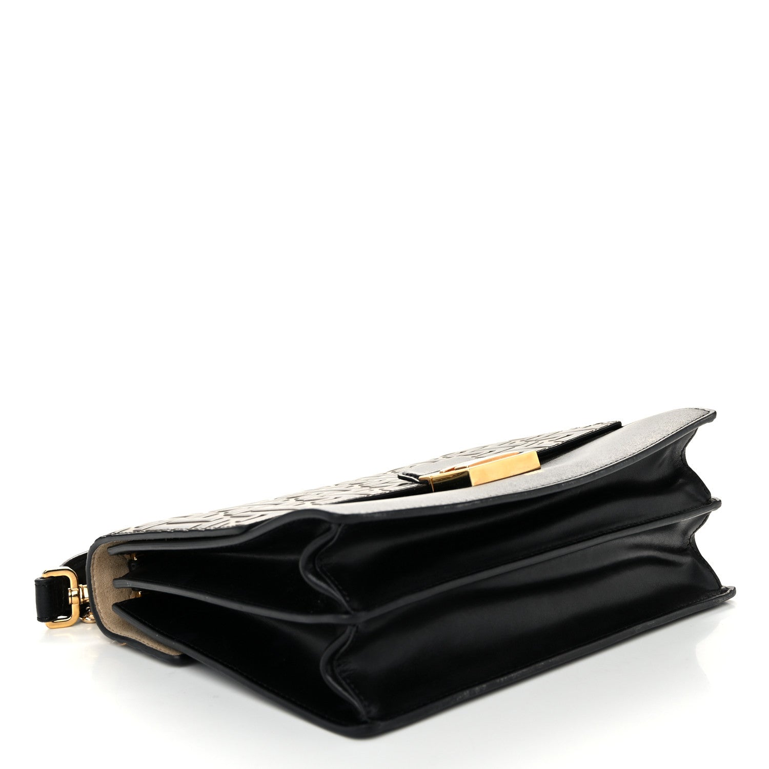 Fendi Vitello Liberty Bi-Color FF 1974 Embossed Chain Strap Kan U Shoulder Bag Black Maya 4 of 10