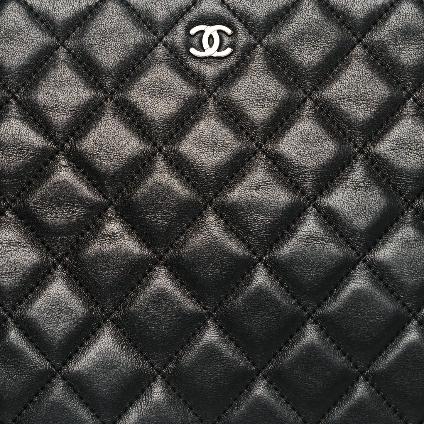 Lambskin Quilted Large Cosmetic Case Black