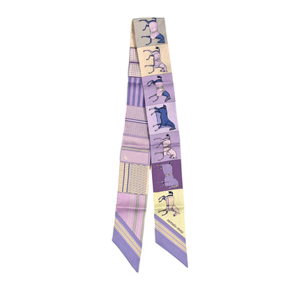 Hermes Silk Couvertures Nouvelles Twilly Mauve Jaune Soufre Parme 2 of 3