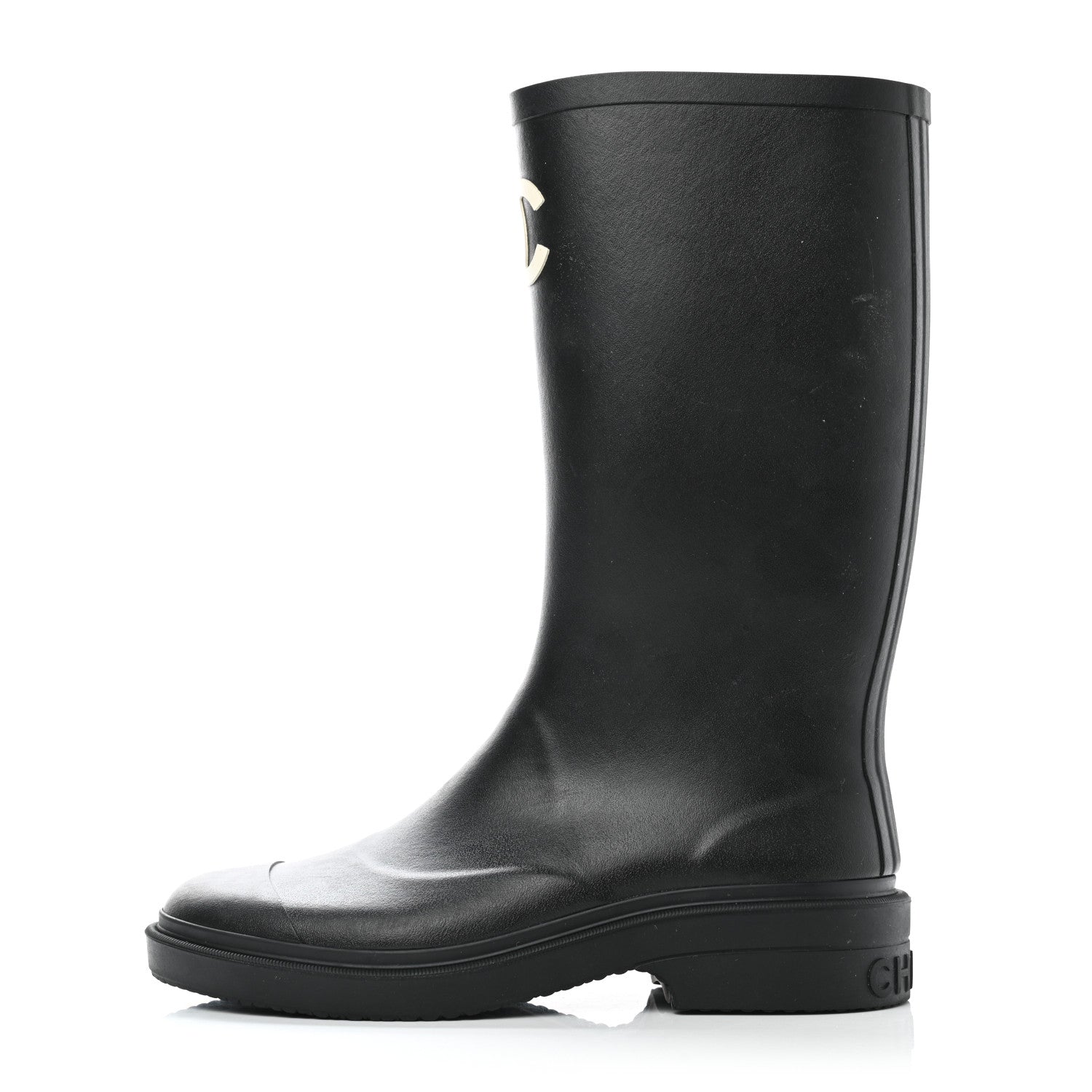 Chanel Caoutchouk CC High Boots 38 Black 1 of 8