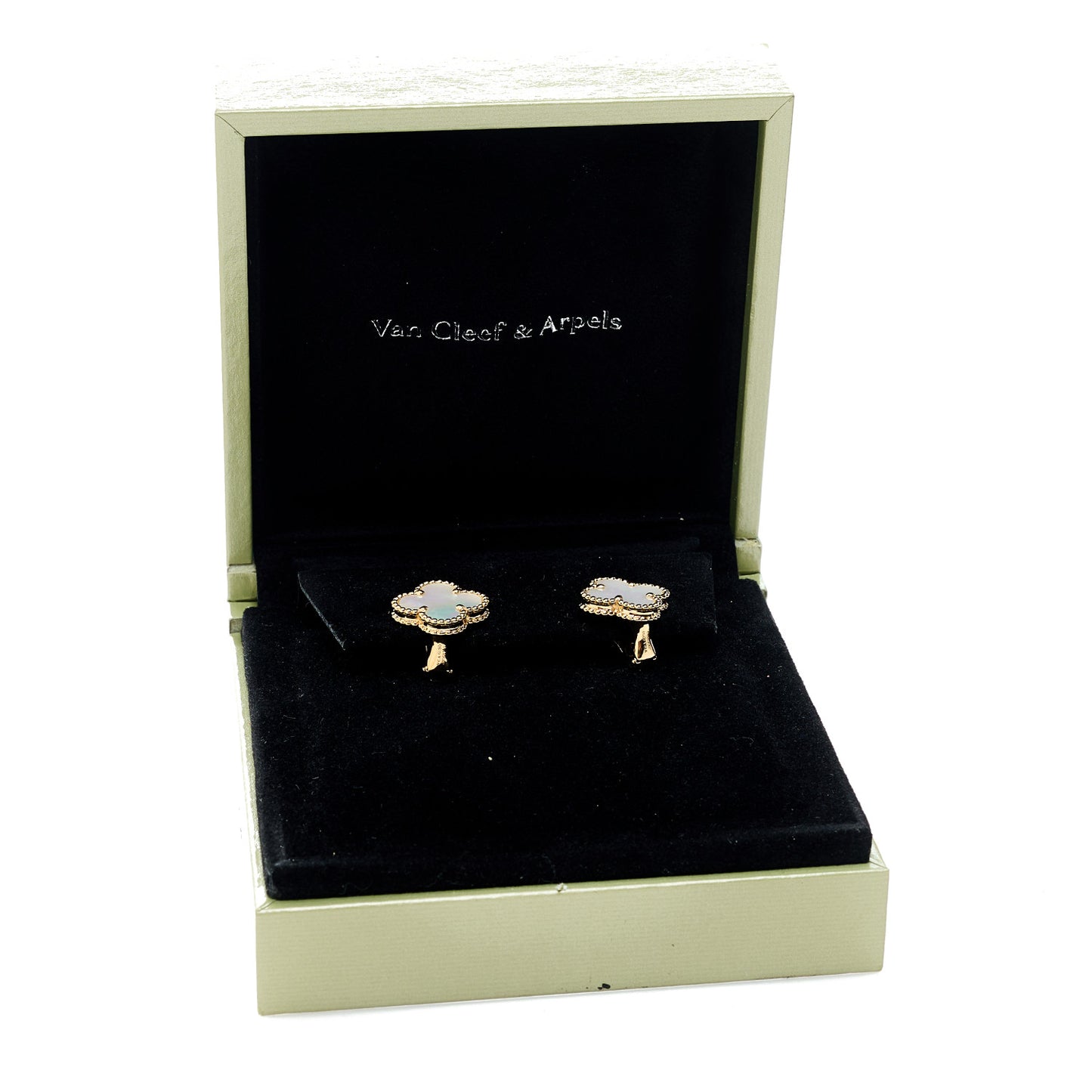18K Yellow Gold Mother of Pearl Vintage Alhambra Earrings