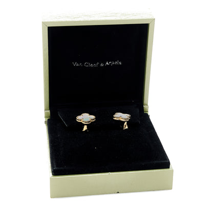 Van Cleef & Arpels 18K Yellow Gold Mother of Pearl Vintage Alhambra Earrings 5 of 5