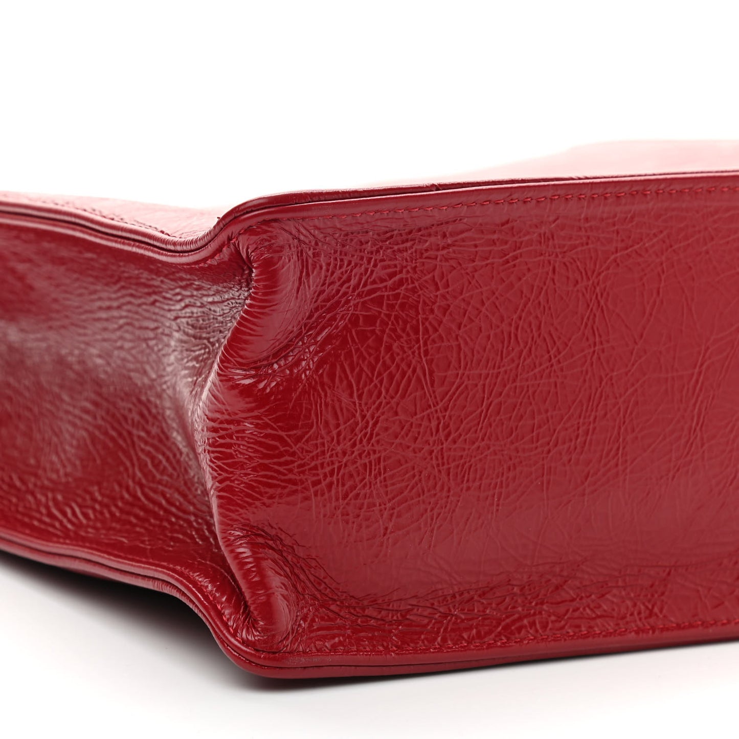 Shiny Aged Calfskin North South Shopping Bag Red