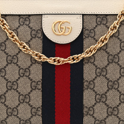 Gucci GG Supreme Monogram Textured Calfskin Web Small Ophidia Chain Shoulder Bag Beige Ebony Mystic White 8 of 11