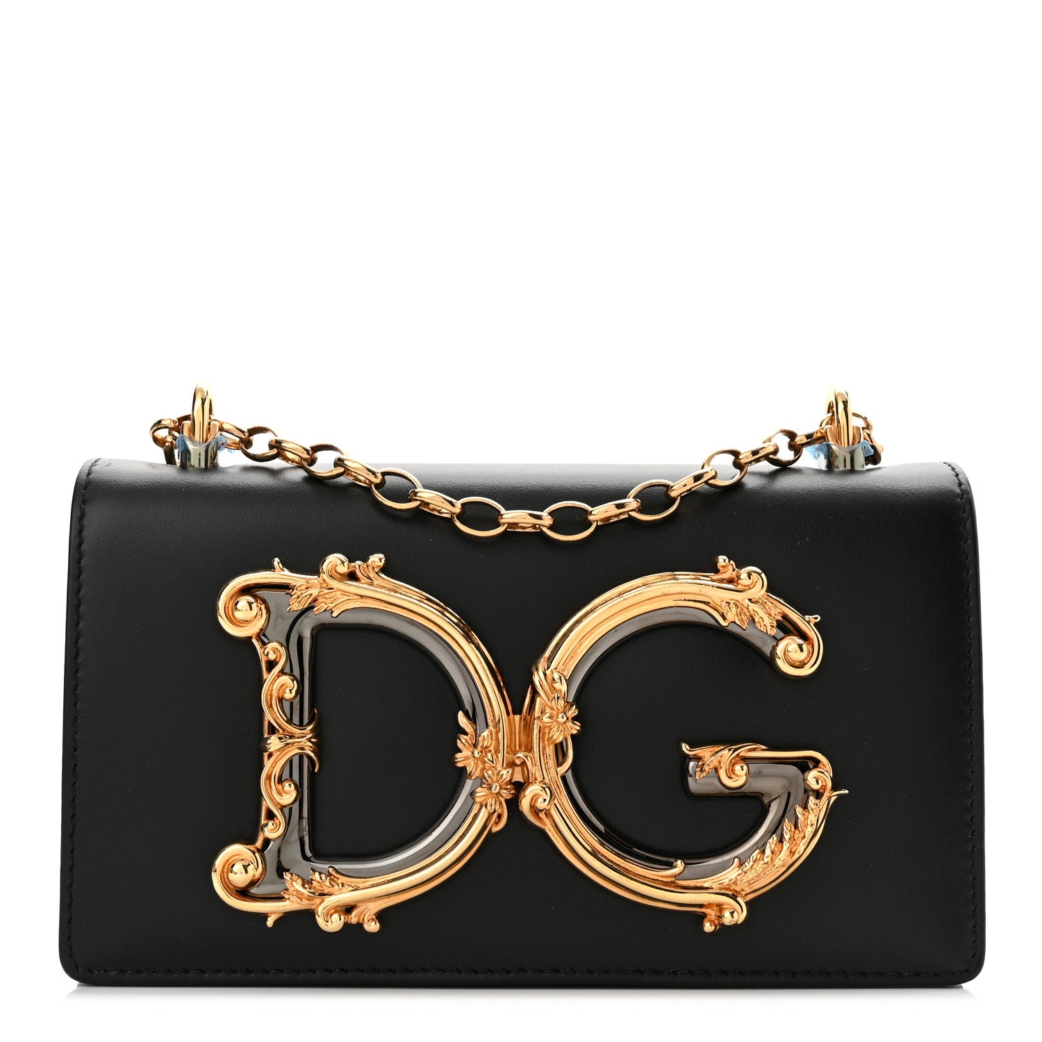 Dolce & Gabbana Calfskin DG Girls Phone Shoulder Bag Black 1 of 9