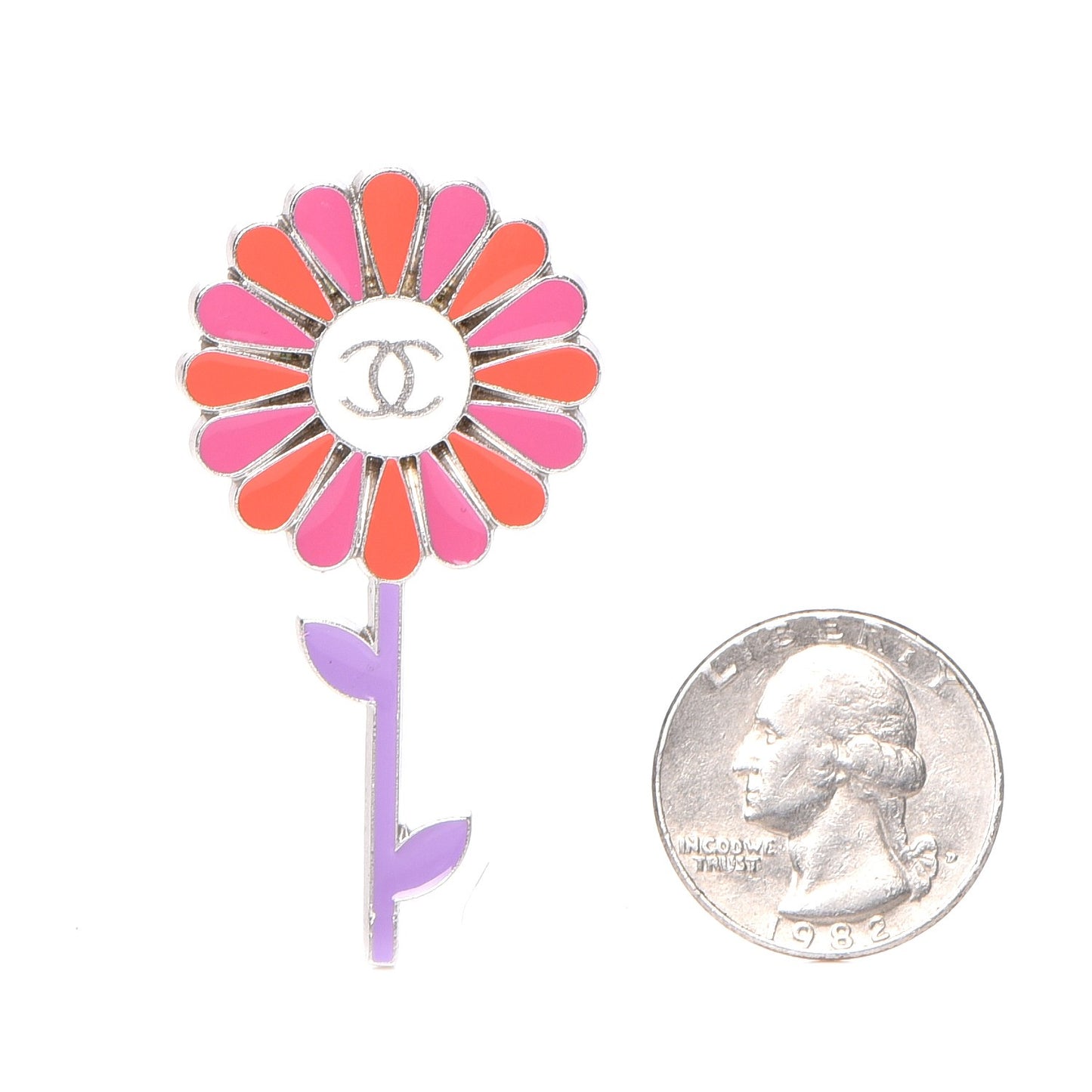Enamel Sunflower CC Brooch Orange Purple