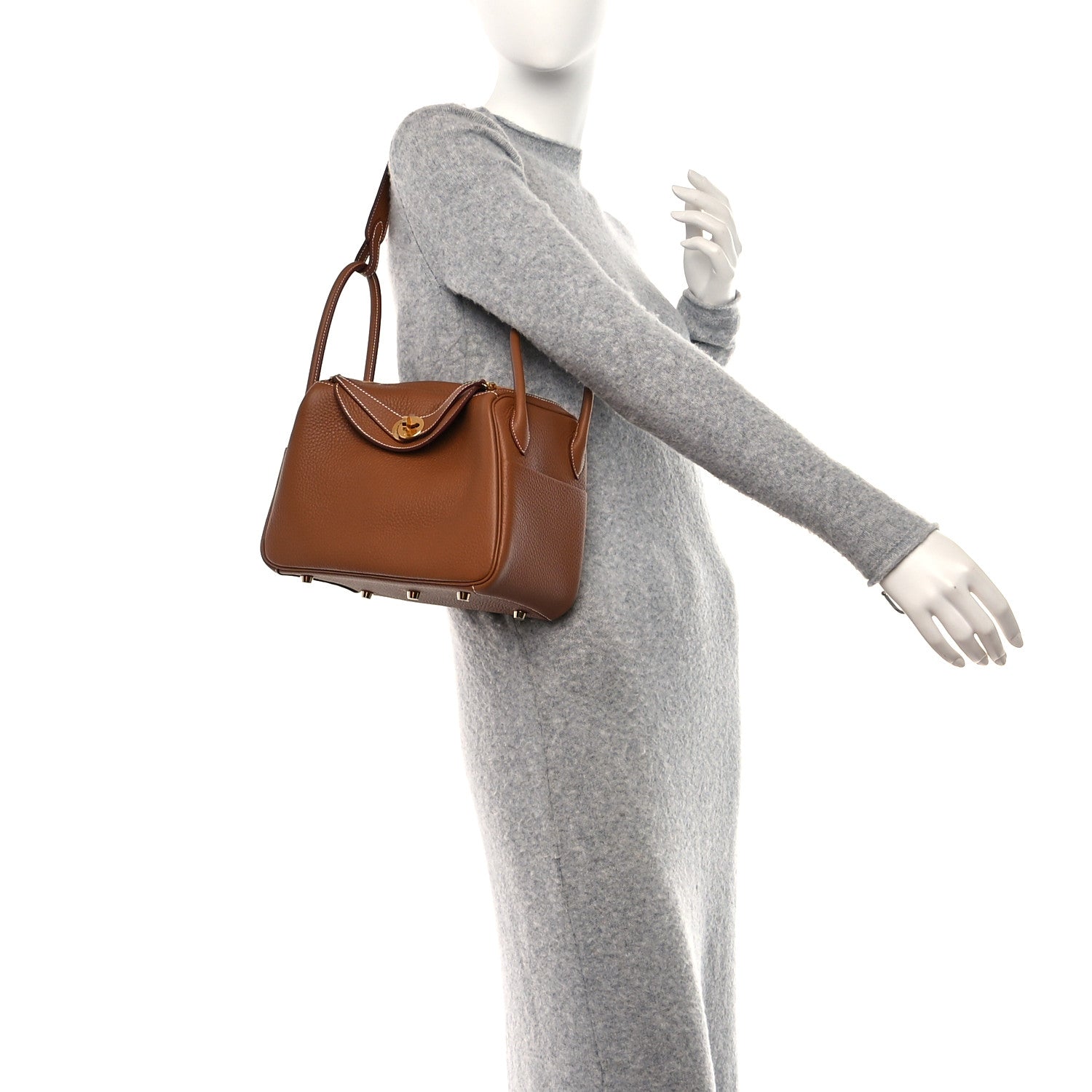 Hermes Taurillon Clemence Lindy 26 Gold 2 of 11