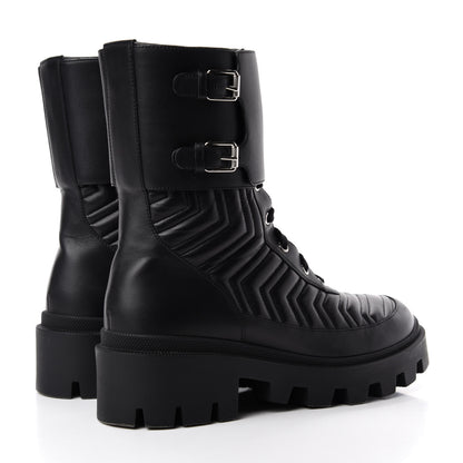 Gucci Nappa Frances GG Matelasse Platform Combat Boots 42 Black 4 of 10