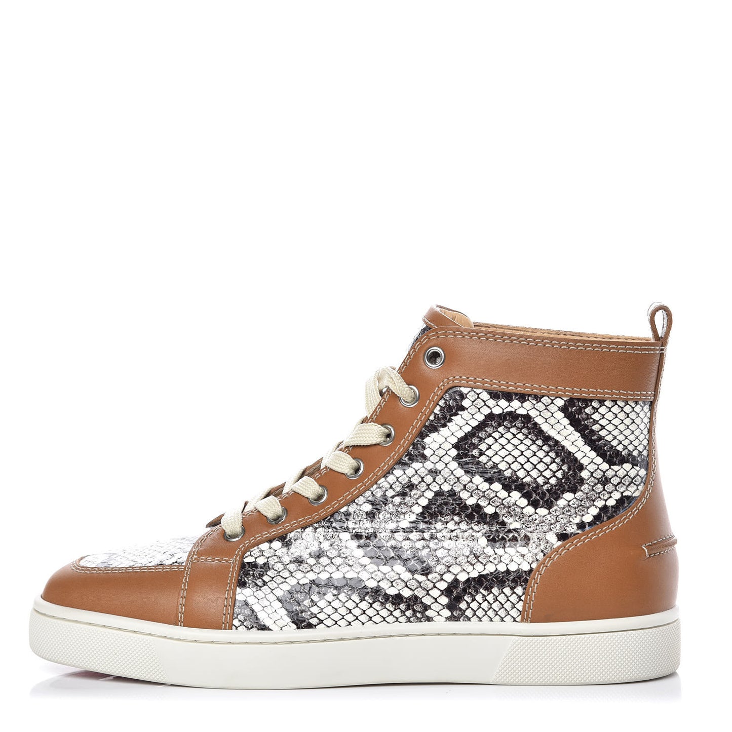 Calfskin Watersnake Print Rantus Flat Sneakers 40 Laiton Roccia