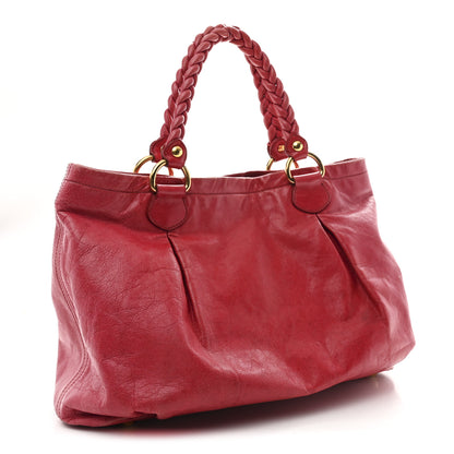 Miu Miu Vitello Lux Braided Top Handle Tote Fuoco 3 of 10