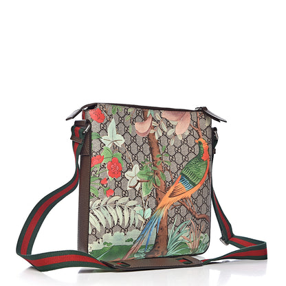 Gucci GG Supreme Monogram Tian Web Medium Flat Messenger Beige Multicolor New Acero 3 of 10