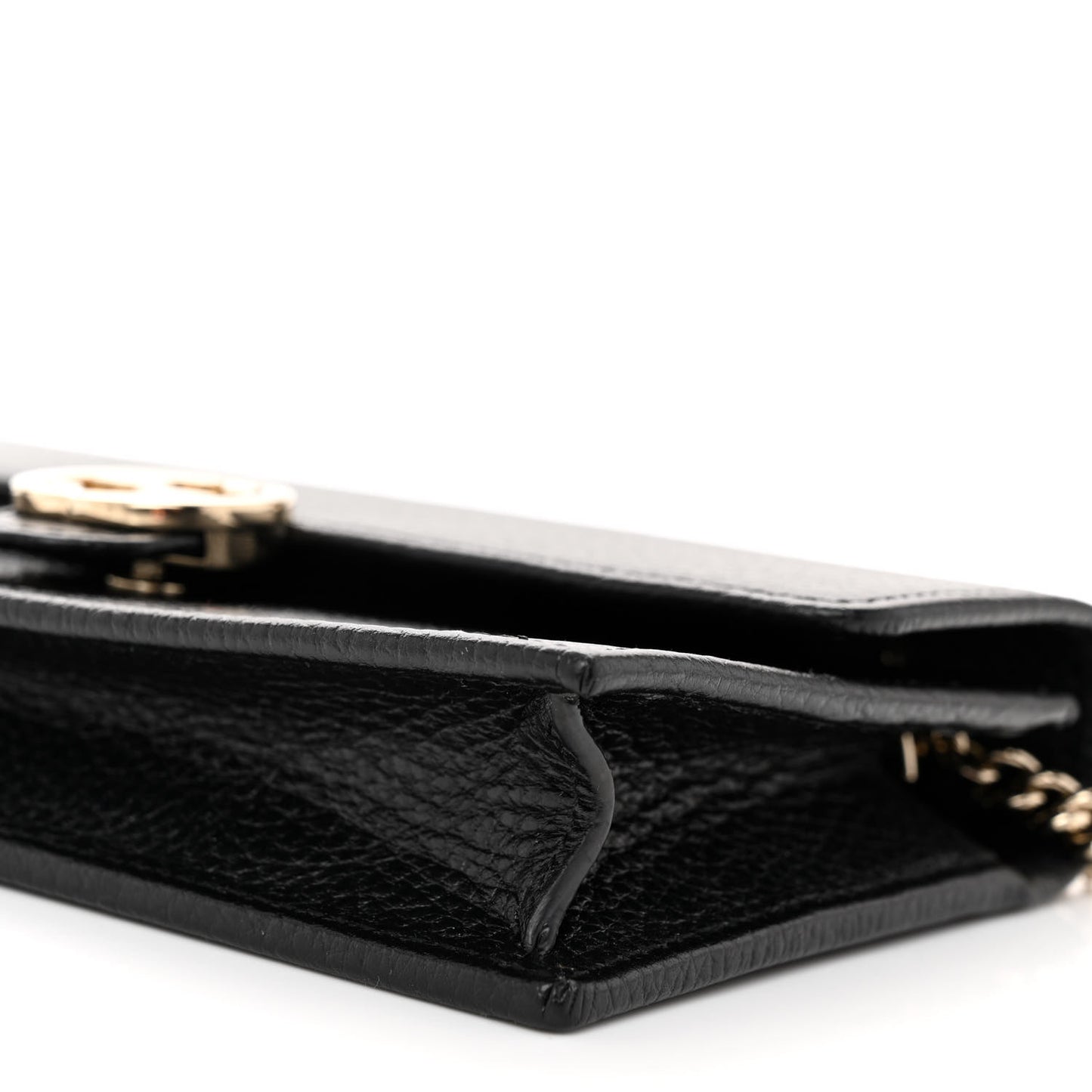 Dollar Calfskin Interlocking G Chain Wallet Black