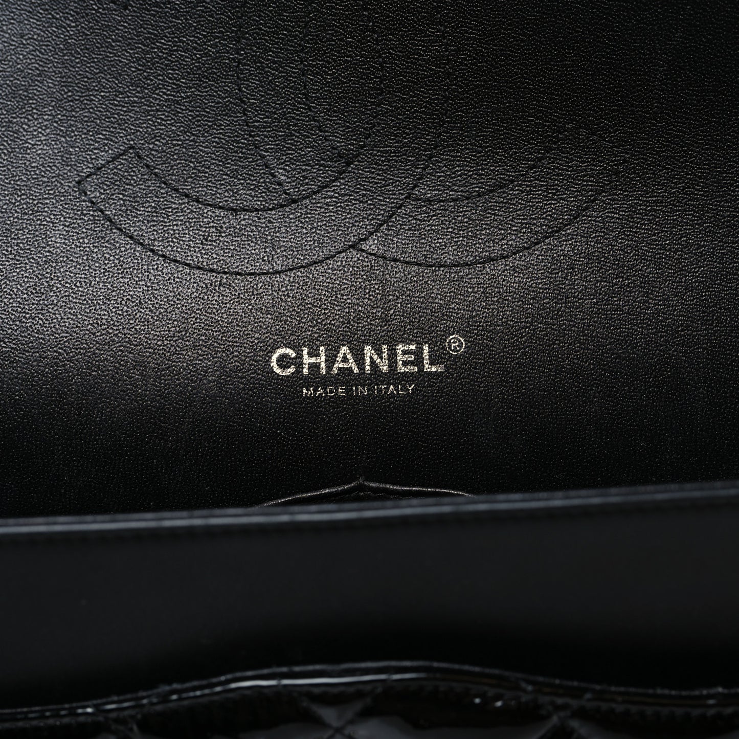 Patent Quilted Jumbo Double Flap Black