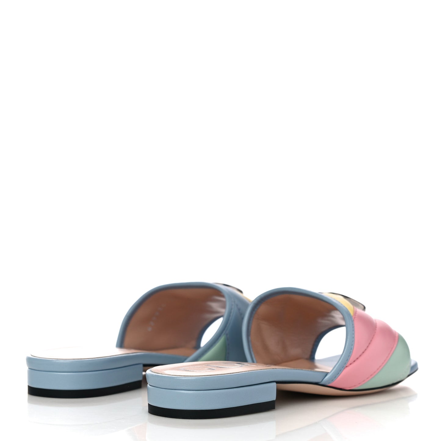 Nappa Matelasse Diagonal GG Marmont Flat Slide Sandals 37.5 Multicolor Pastel