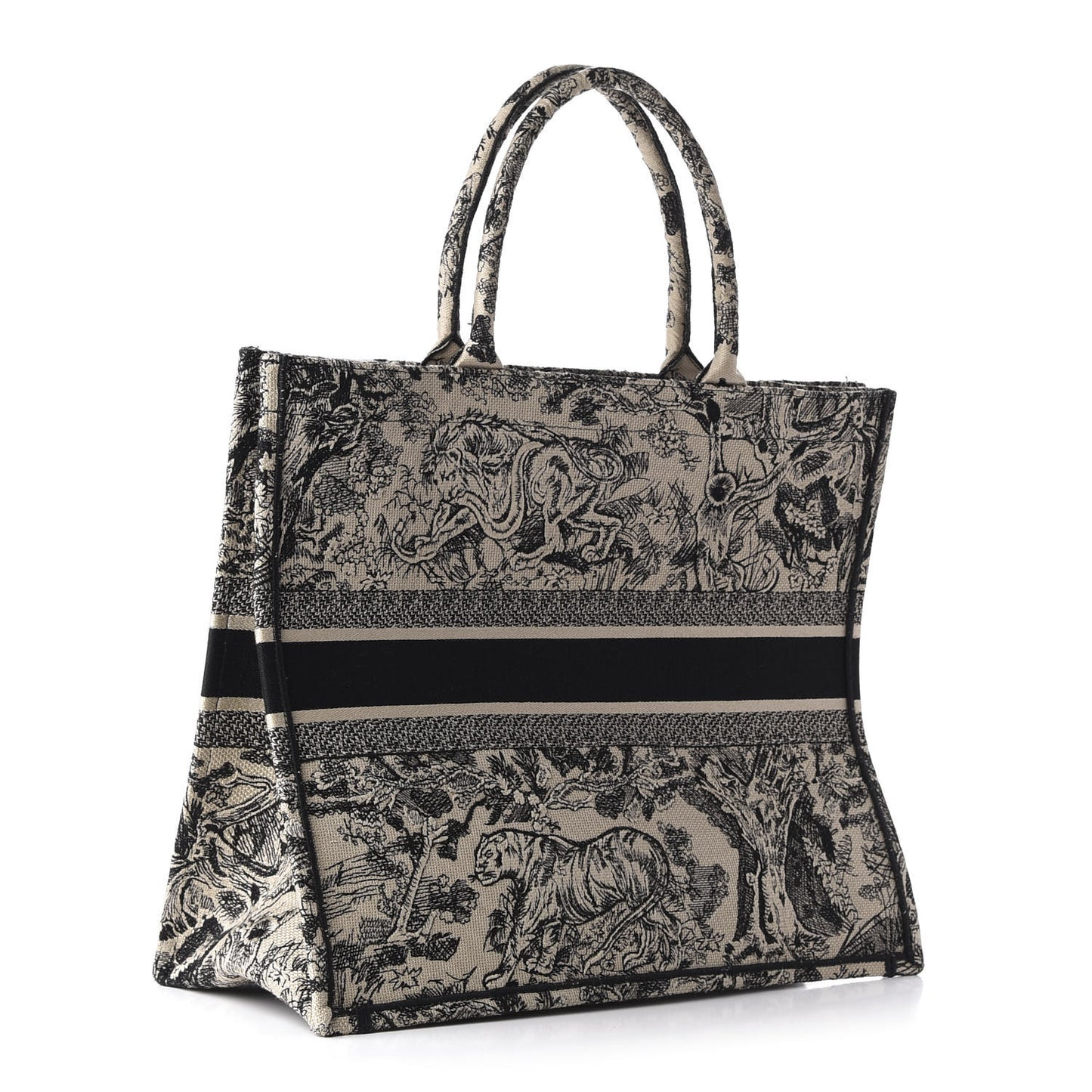 Canvas Embroidered Large Dioriviera Toile De Jouy Book Tote Black