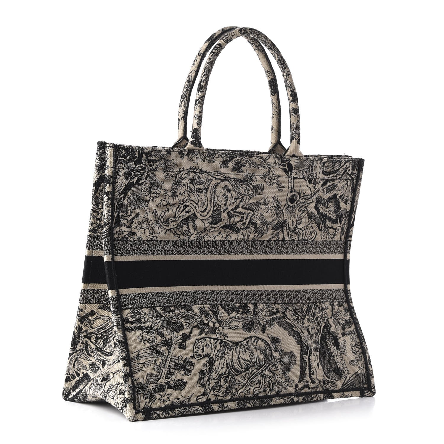 Christian Dior Canvas Embroidered Large Dioriviera Toile De Jouy Book Tote Black 3 of 11