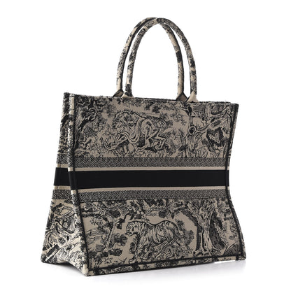 Christian Dior Canvas Embroidered Large Dioriviera Toile De Jouy Book Tote Black 3 of 11