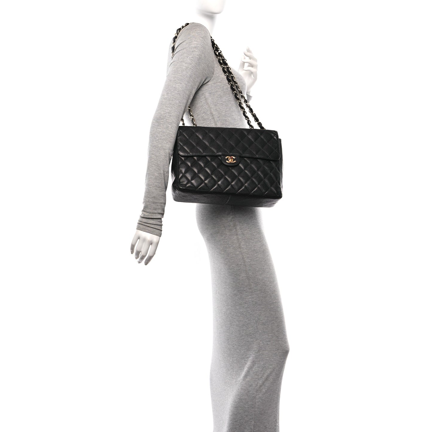 Caviar Quilted Jumbo Single Flap Black
