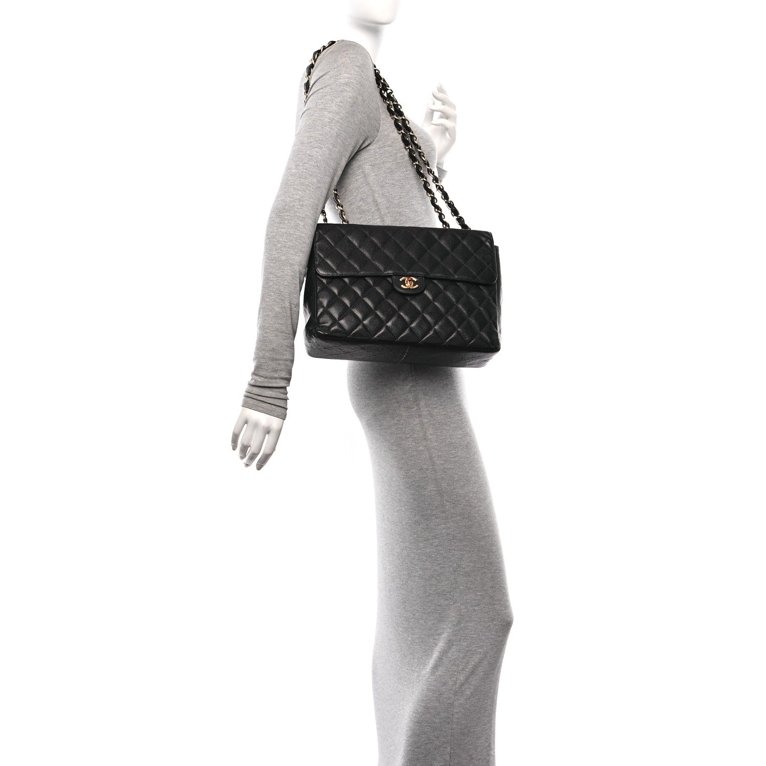 Chanel Caviar Quilted Jumbo Single Flap Black 2 of 12